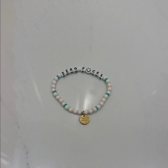 Zero Fucks Beaded Bracelet with Gold Charm - Picture 1 of 1